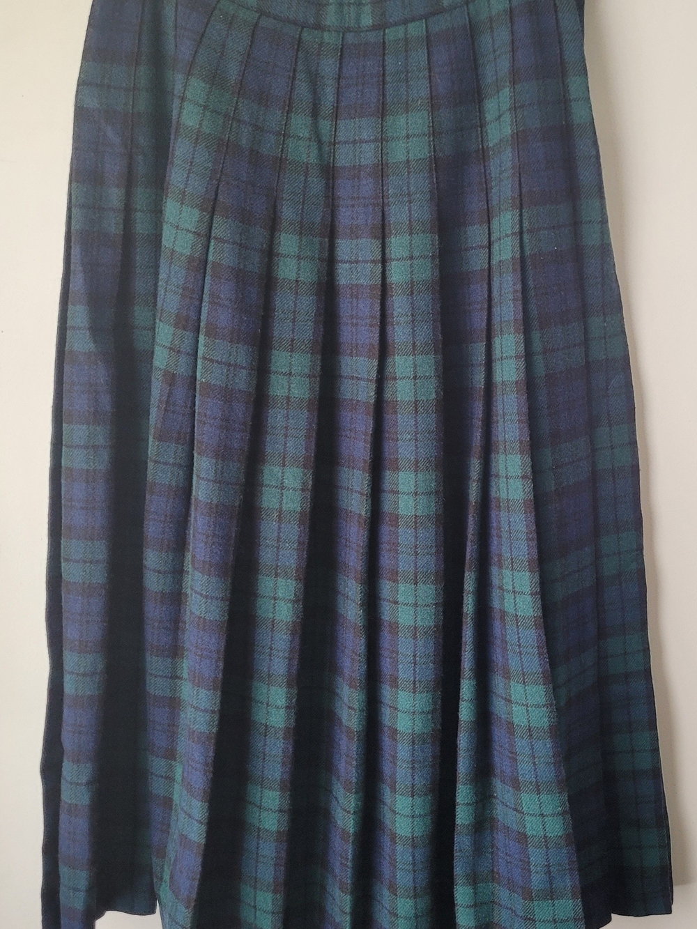 Vintage Pendleton Black Watch Tartan Wool Pleated Skirt Size 8